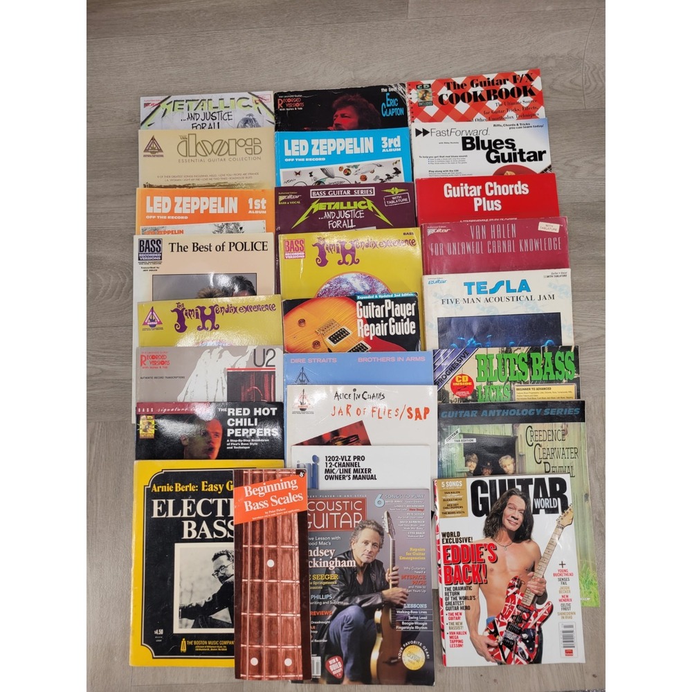 25 Lot Vintage Sheet Music Guitar Tab Books Rock The Doors,Metallica,Led,Jimi ++